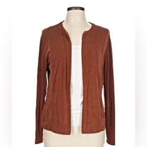 Chico's Travelers Women Open Front Cardigan Jacket SzM/8 Burnt Orange Travel Top